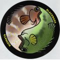 釣魚太極図ステッカー　キジハタ＆ブラックバス　直径９cm