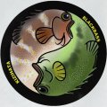 釣魚太極図ステッカー　キジハタ＆ブラックバス　直径９cm